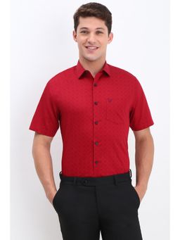Allen Solly - Men Red Slim Fit Print Half Sleeves Formal Shirt