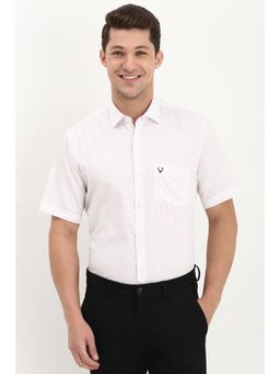 Allen Solly - Men White Slim Fit Print Half Sleeves Formal Shirt