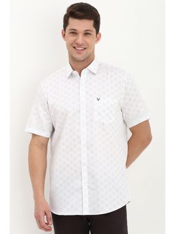 Allen Solly - Men White Slim Fit Print Half Sleeves Casual Shirts