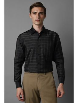 Louis Philippe - Men Black Classic Fit Check Full Sleeves Formal Shirt