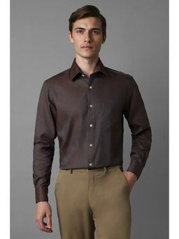Louis Philippe - Men Brown Classic Fit Textured Full Sleeves Formal Shirt