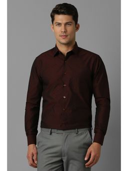 Louis Philippe - Men Brown Slim Fit Print Full Sleeves Formal Shirt