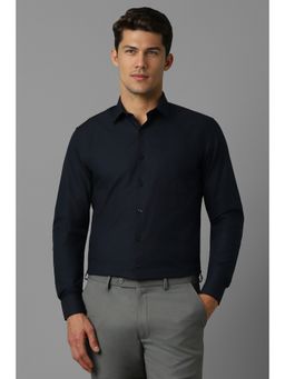 Louis Philippe - Men Navy Slim Fit Print Full Sleeves Formal Shirt