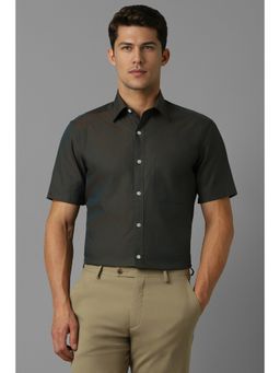 Louis Philippe - Men Olive Classic Fit Print Half Sleeves Formal Shirt