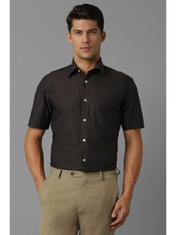 Louis Philippe - Men Brown Classic Fit Print Half Sleeves Formal Shirt