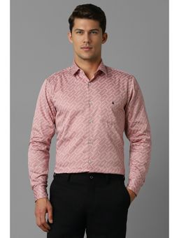 Louis Philippe - Men Pink Super Slim Fit Print Full Sleeves Casual Shirt