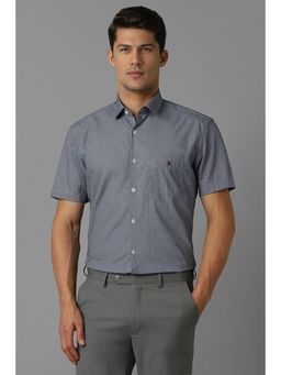Louis Philippe - Men Grey Slim Fit Print Half Sleeves Casual Shirt