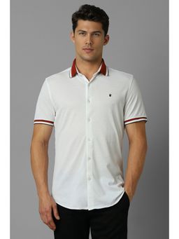 Louis Philippe - Men White Smart Fit Solid Half Sleeves Casual Shirt