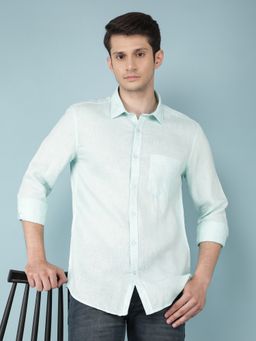 CRIMSOUNE CLUB - Mens Blue Linen Shirt