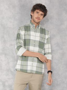 CRIMSOUNE CLUB - Mens Green Checkered Shirt