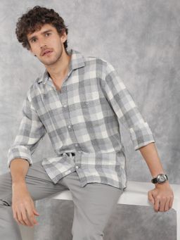 CRIMSOUNE CLUB - Mens Grey Checkered Shirt