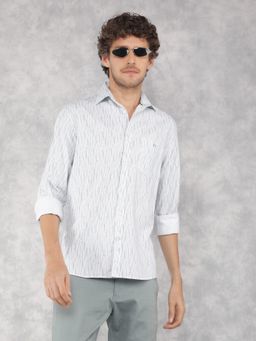 CRIMSOUNE CLUB - Mens Blue Printed 100% Cotton Shirt