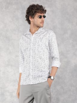 CRIMSOUNE CLUB - Mens Grey Printed 100% Cotton Shirt
