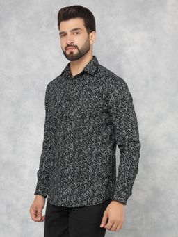 CRIMSOUNE CLUB - Mens Black Printed 100% Cotton Shirt