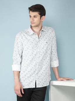 CRIMSOUNE CLUB - Mens Blue Floral Print Shirt