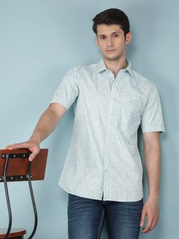 CRIMSOUNE CLUB - Mens Green Printed 100% Cotton Shirt