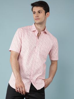 CRIMSOUNE CLUB - Mens Pink Floral Print 100% Cotton Shirt