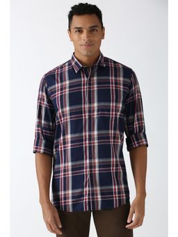 Peter England - Men Navy Slim Fit Check Shirt