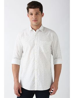 Peter England - Men White Slim Fit Print Shirt
