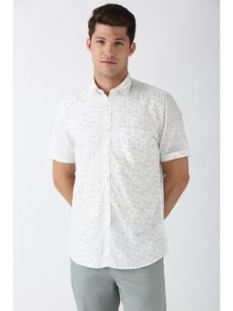 Peter England - Men White Slim Fit Print Shirt