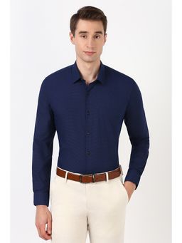 Peter England - Men Navy Slim Fit Textured Formal Shirt