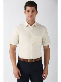 Peter England - Men Cream Regular Fit Formal Shirt
