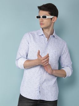 CRIMSOUNE CLUB - Mens Blue Printed 100% Cotton Shirt
