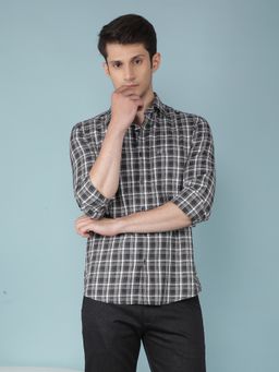 CRIMSOUNE CLUB - Mens Green Checkered 100% Cotton Shirt