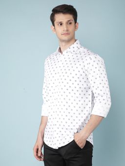 CRIMSOUNE CLUB - Mens White Floral Print Shirt