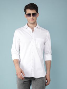 CRIMSOUNE CLUB - Mens White Vertical Stripes Shirt