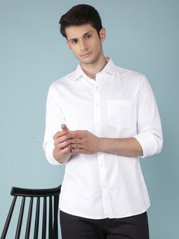CRIMSOUNE CLUB - Mens White Self Design Shirt