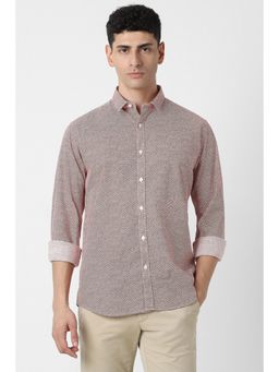 Van Heusen - Men Maroon Slim Fit Print Full Sleeves Party Shirt
