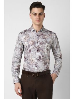Van Heusen - Men Grey Slim Fit Floral Print Full Sleeves Party Shirt