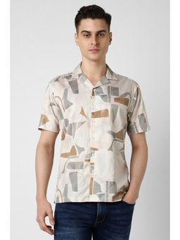 Van Heusen - Men Grey Slim Fit Print Half Sleeves Party Shirt