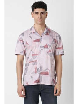 Van Heusen - Men Lilac Regular Fit Print Half Sleeves Party Shirt