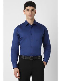 Van Heusen - Men Navy Regular Fit Solid Full Sleeves Wedding Shirt
