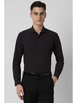 Van Heusen - Men Black Slim Fit Print Full Sleeves Formal Shirt