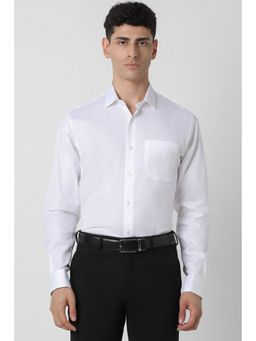 Van Heusen - Men White Regular Fit Print Full Sleeves Formal Shirt