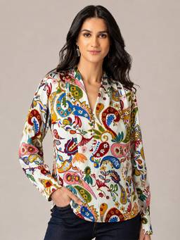 SHAYE - Multicolour Paisley Printed Top