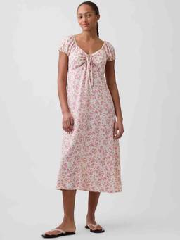 GAP - Pink Women'S Floral Empire Fit Short Sleeve Dress