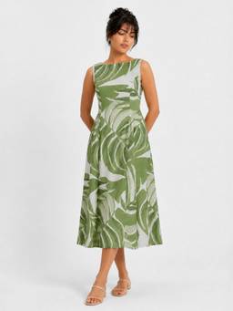 max - Green Women Printed A-Line Dress