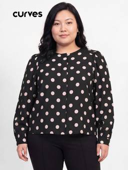 max - Black Women Polka Dots Top