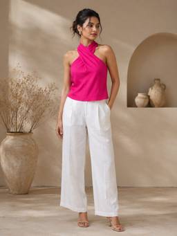 Label Tanvee - Hot Pink Twist Halter Top