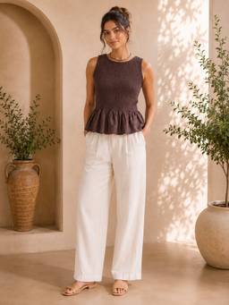 Label Tanvee - Chocolate Brown Smocked Top
