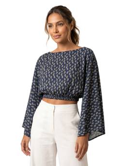 Moomaya - Blue Women’S Printed Crop Top