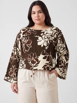 max - Brown Women Floral Print Top