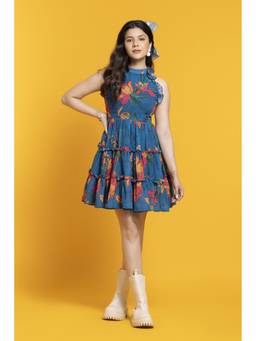 OCTICS - Blue Lotus Printed Dress