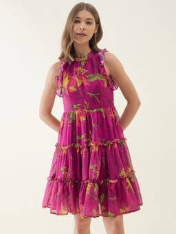 OCTICS - Pink Lotus Printed Dress