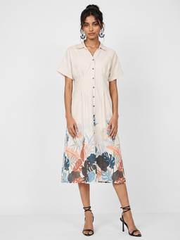 max - Off White Women Printed Shirt Dress