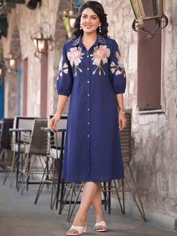 ZUMMER - Blue Embroidered Dress